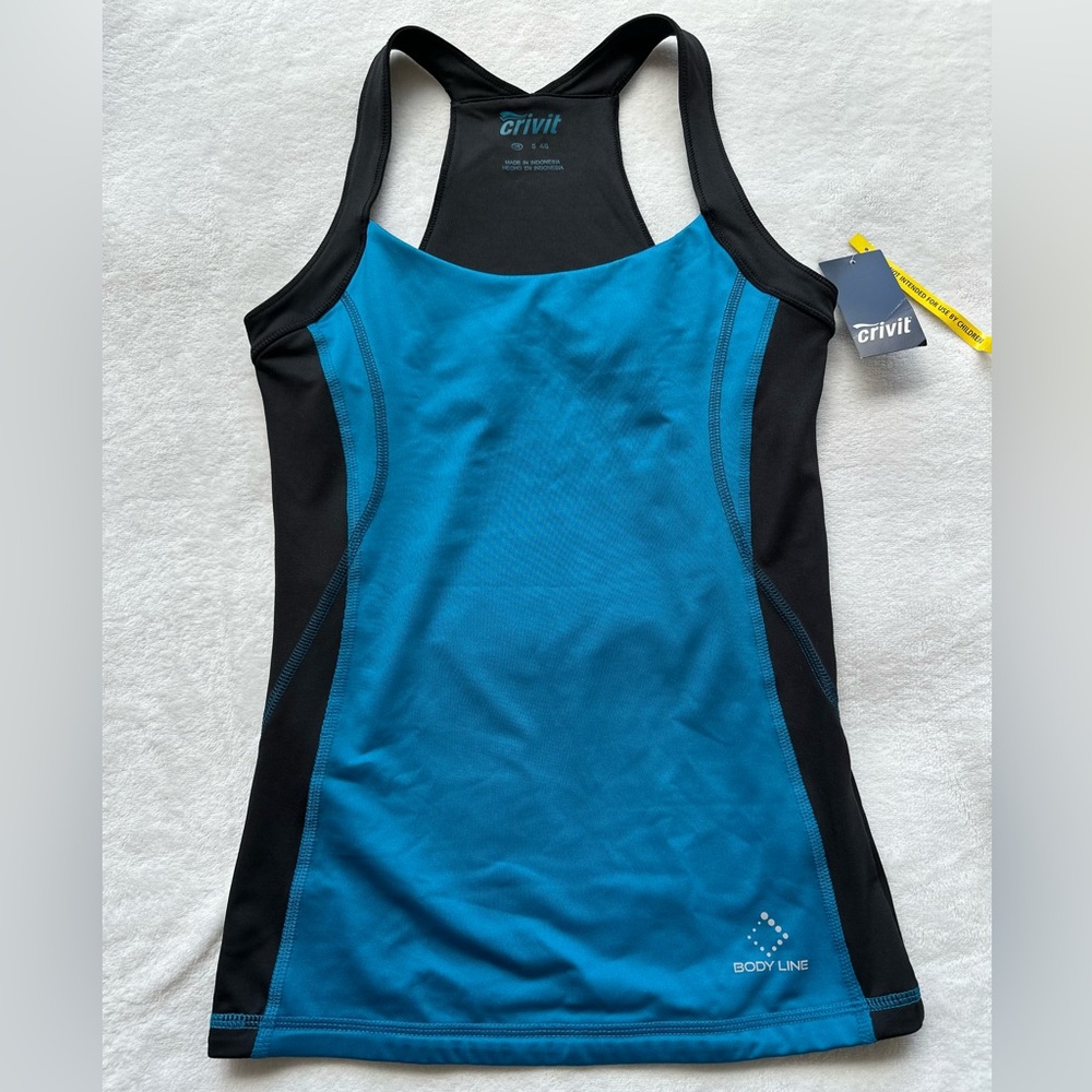 NWT Crivit Women's Running Tank Top Blue/Black  Size Small